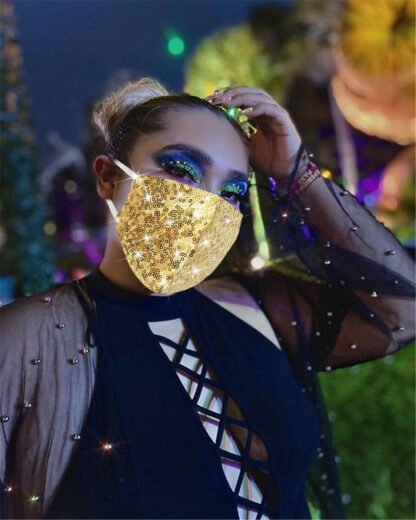 Gold Sequin Face Mask - Image 8