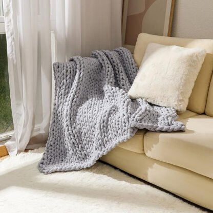 Chunky Knit Blanket Throw - Image 5