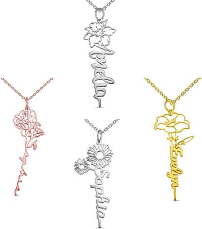 Birthflower Name Necklace