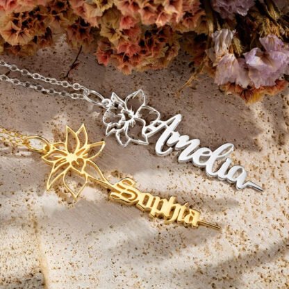 Birthflower Name Necklace - Image 2