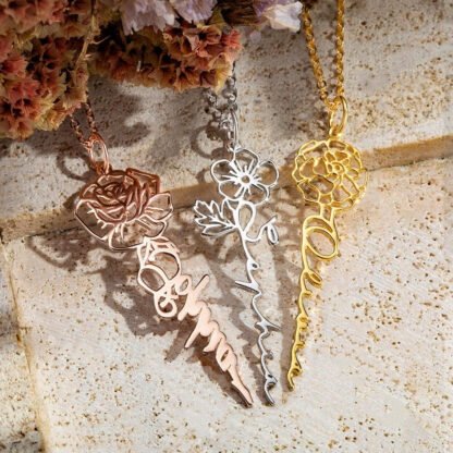Birthflower Name Necklace - Image 5