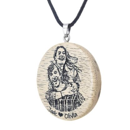 Engraved Wood Photo Necklace - Image 3