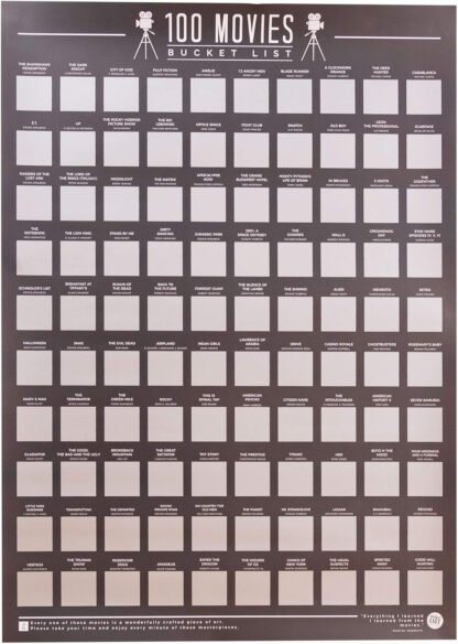 100 Must See Movies Scratch Off Poster