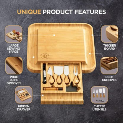 Bamboo Cheese Board Set - Image 2