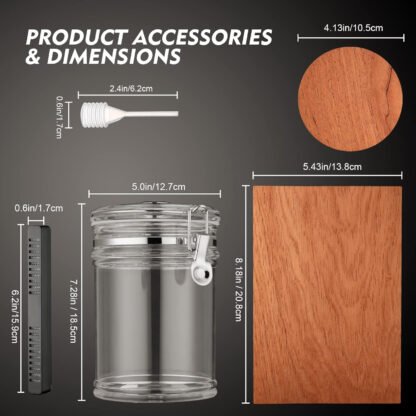 Acrylic Humidor Jar with Humidifier and Hygrometer - Image 4