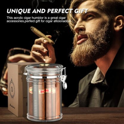 Acrylic Humidor Jar with Humidifier and Hygrometer - Image 5
