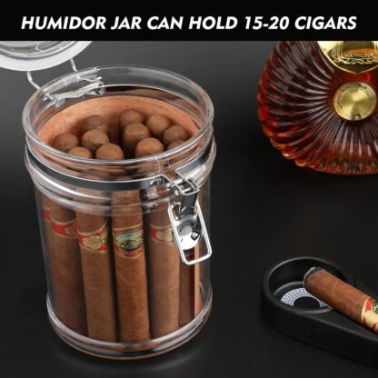 Acrylic Humidor Jar with Humidifier and Hygrometer - Image 6