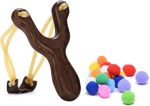 Wood Slingshot with Felt Ammo