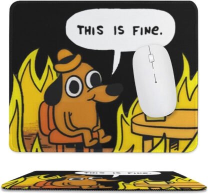 This is Fine Dog Meme Funny Mousepade - Image 2